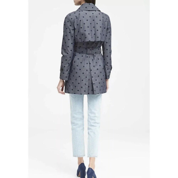 Banana Republic Woman’s Chambray Polka Dot Classic Trench Coat Small Bel… - Picture 3 of 11